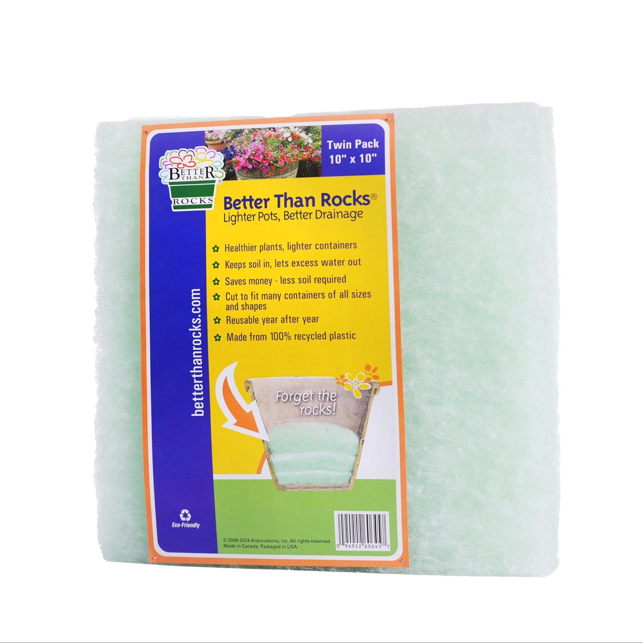 10" × 10" Twin Pack of Better Than Rocks planter drainage material on a white background.