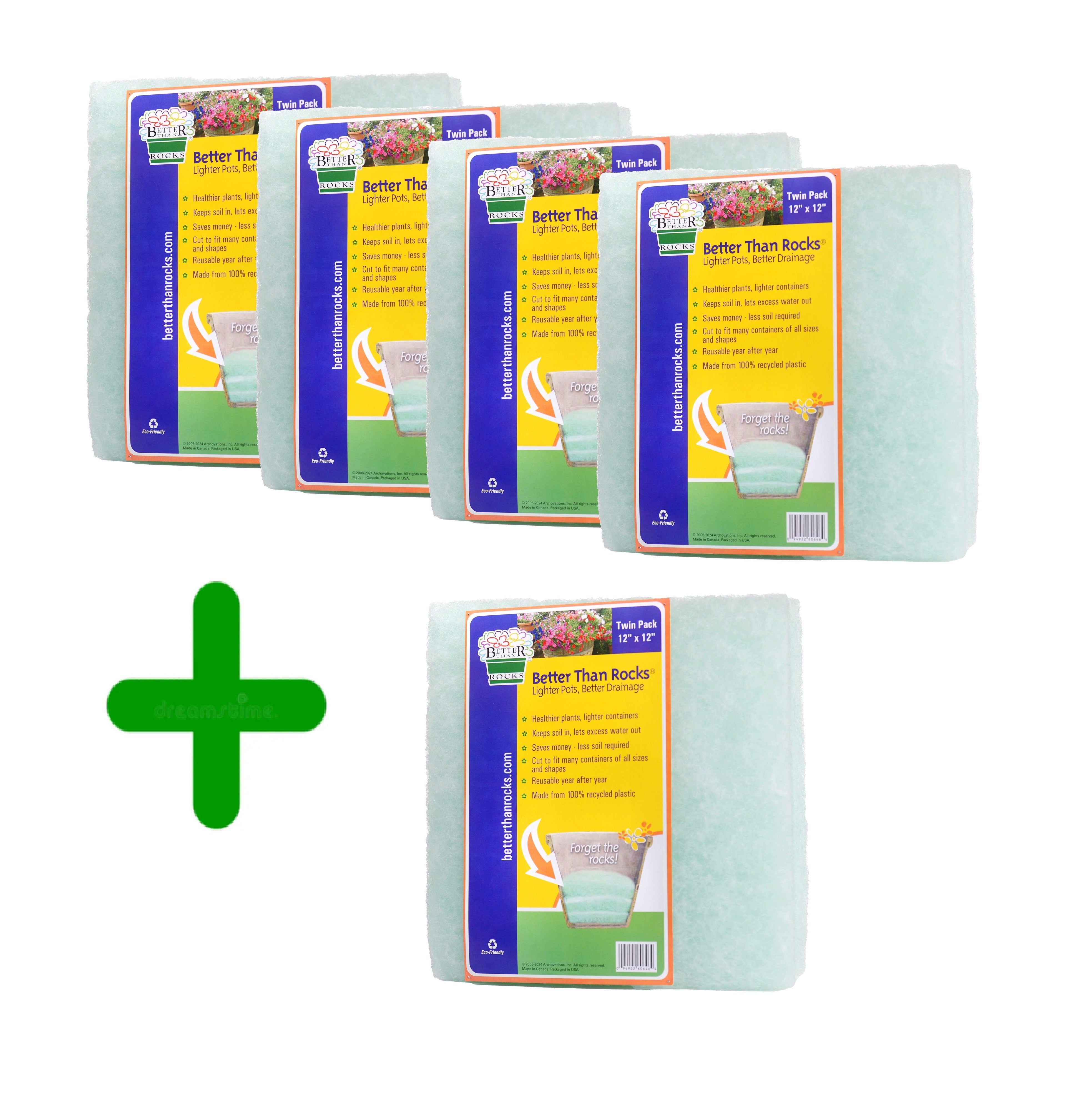 Five packs of Better Than Rocks 12" × 12" Twin Pack displayed on white background