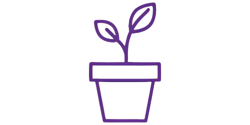 Plant in pot icon showing root health and nutrient absorption.